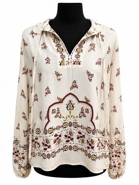 BOBEAU LONG SLEEVE PINK FLORAL TOP WITH TIE DETAIL